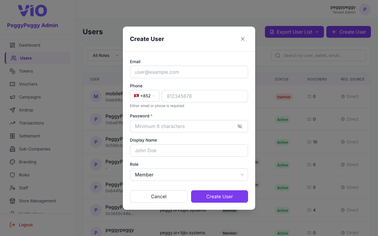 Users — Create user