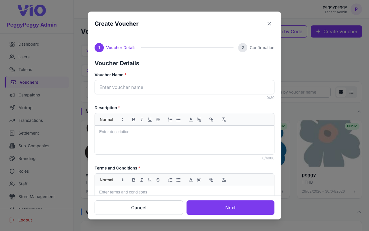 Vouchers — Create voucher