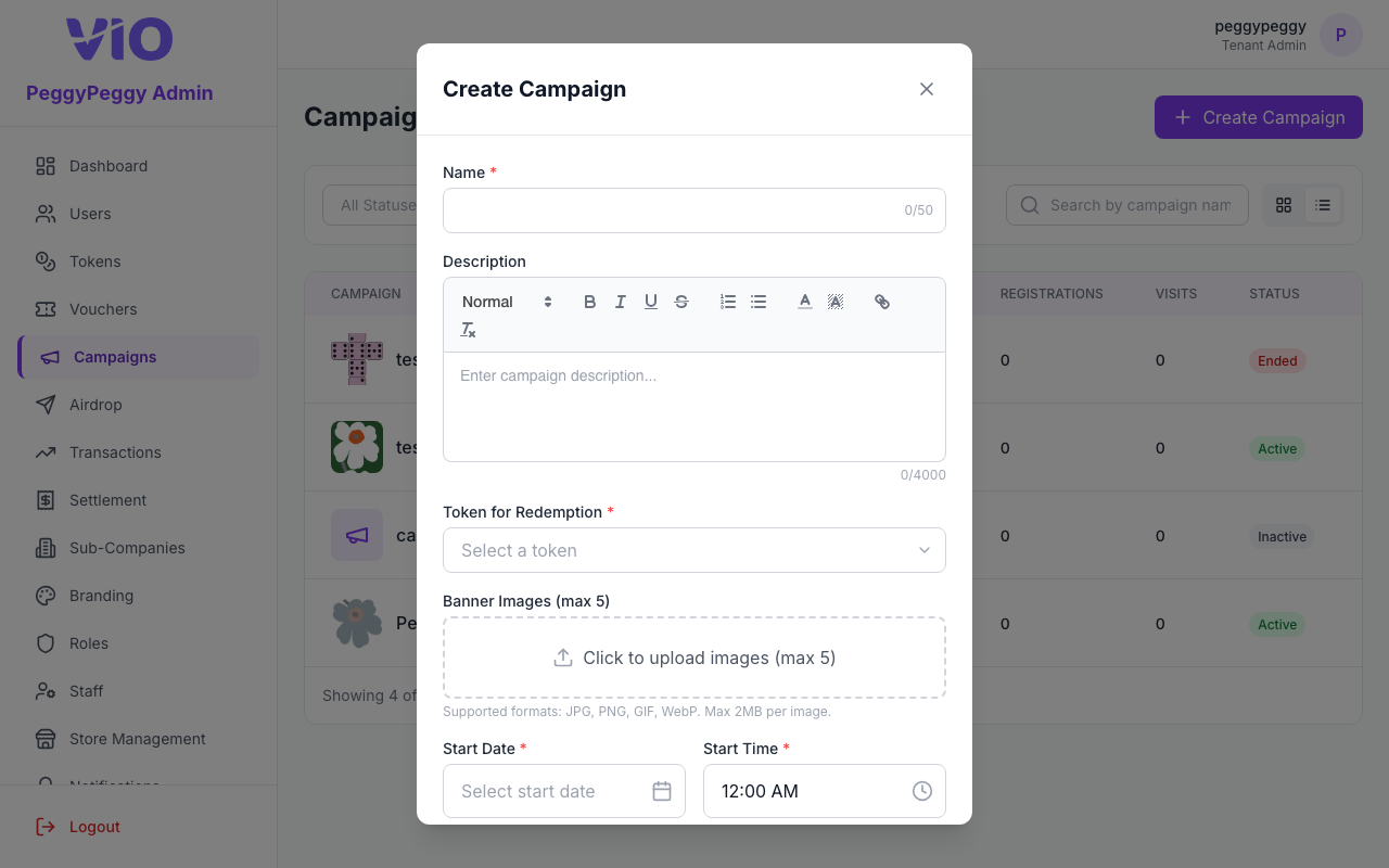 Campaigns — Create campaign