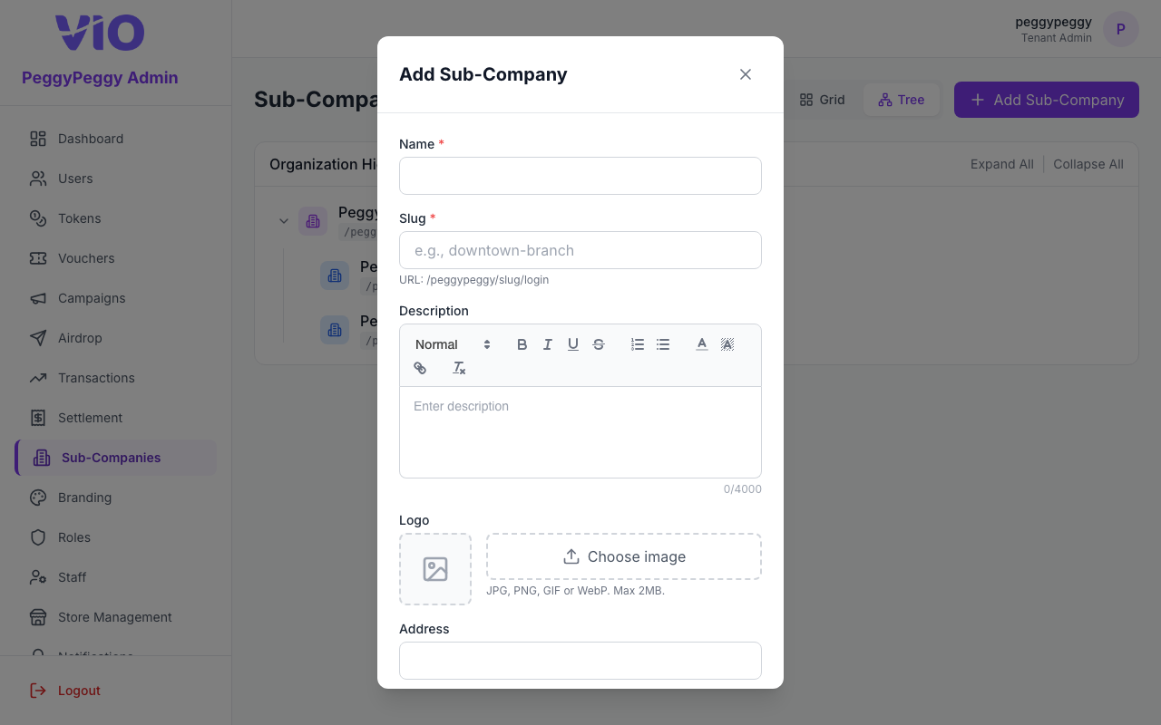 Sub-Companies — Create sub-company
