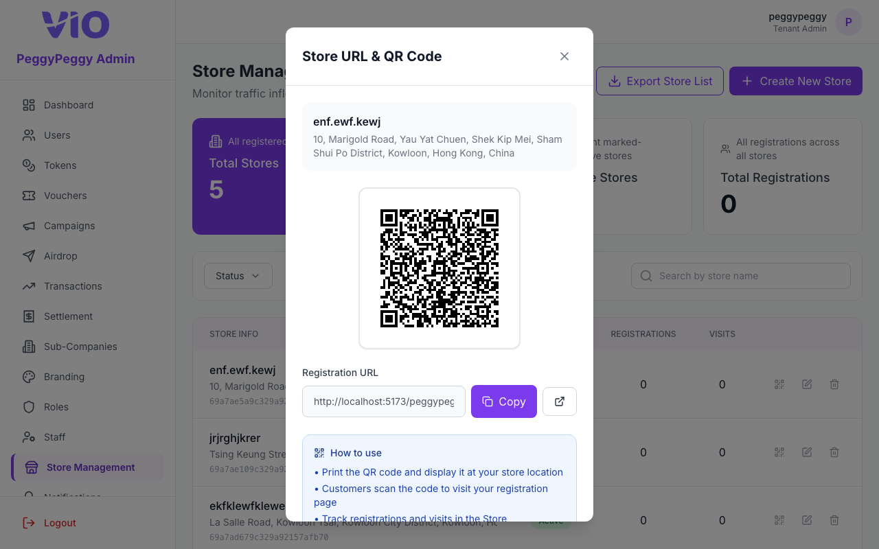 Store URL & QR Code