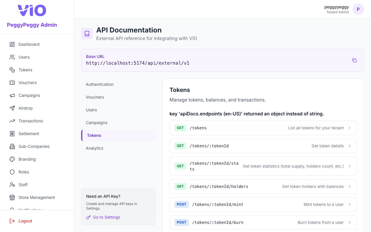 API Docs — Tokens
