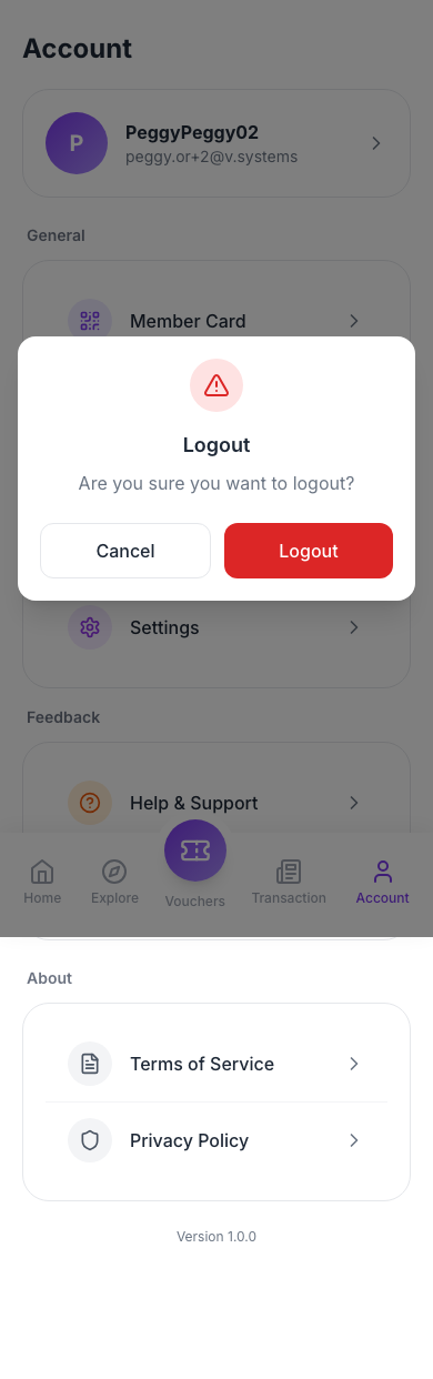 Logout confirmation dialog