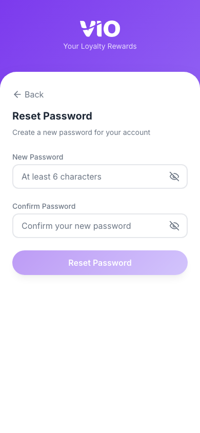 Forgot password — new password