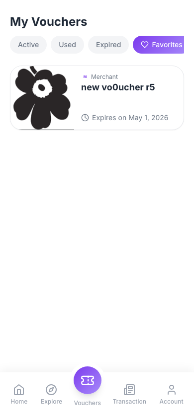 Vouchers — Favorites tab